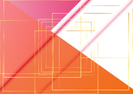 Abstract Geometric Color Overlay Gradient Background with Gold Frames. illustration vector designのイラスト素材