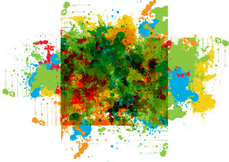 Abstract Vector Color Splatter Background with Dynamic  Paint Splash Effects. Illustration Vector Designのイラスト素材