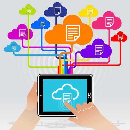 A user storing documentation online via a Tablet PC and a Hi Speed wireless 5G Mobile network...