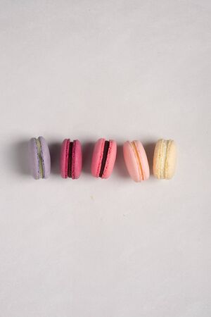 French macaroons on white background. Copy space.の写真素材