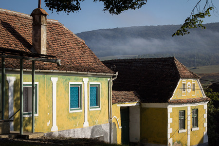 Traditional saxon village houses from Crit, Transylvania, Romaniaのeditorial素材