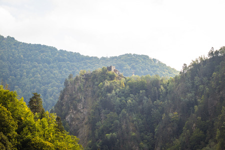 Original Dracula castle ruins in Poenari, Romaniaの写真素材