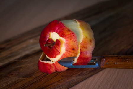 Peeler skining appleの写真素材