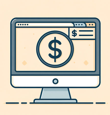 Illustration of a computer with a dollar sign on the screen.の写真素材