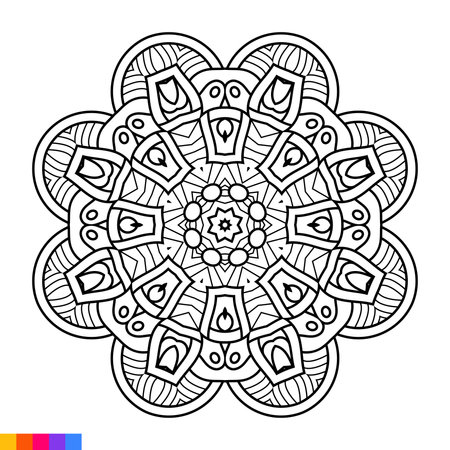 Mandala. Ethnic decorative element. Hand drawn backdrop. Islam, Arabic, Indian, ottoman motifsのイラスト素材