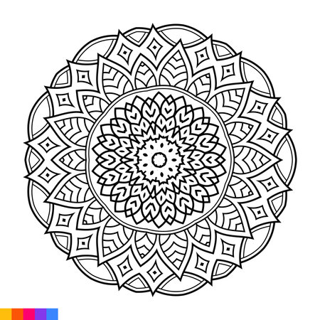 Mandala. Ethnic decorative element. Hand drawn backdrop. Islam, Arabic, Indian, ottoman motifs.のイラスト素材