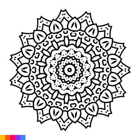 Mandala. Ethnic decorative element. Hand drawn backdrop. Islam, Arabic, Indian, ottoman motifs.のイラスト素材