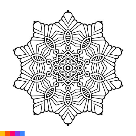 Mandala. Ethnic decorative element. Hand drawn backdrop. Islam, Arabic, Indian, ottoman motifs.のイラスト素材