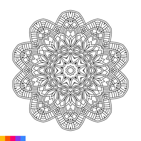 Mandala. Ethnic decorative element. Hand drawn backdrop. Islam, Arabic, Indian, ottoman motifs. Coloring book page.のイラスト素材
