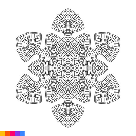 Mandala. Ethnic decorative element. Hand drawn backdrop. Islam, Arabic, Indian, ottoman motifs. Coloring book page.のイラスト素材