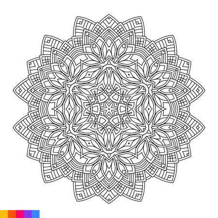 Mandala. Ethnic decorative element. Hand drawn backdrop. Islam, Arabic, Indian, ottoman motifs.のイラスト素材