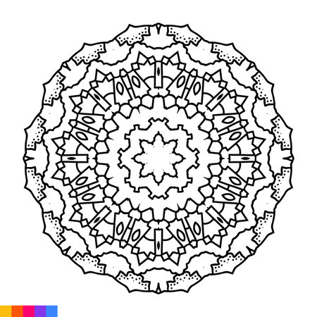 Mandala. Ethnic decorative element. Hand drawn backdrop. Islam, Arabic, Indian, ottoman motifs.のイラスト素材