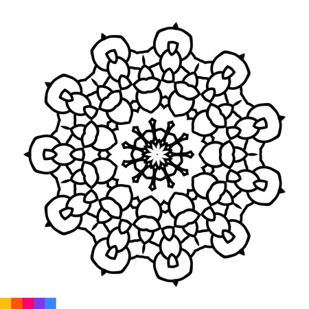 Mandala. Ethnic decorative element. Hand drawn backdrop. Islam, Arabic, Indian, ottoman motifs. Can be used for wallpaper, pattern fills, web page background,surface textures.のイラスト素材