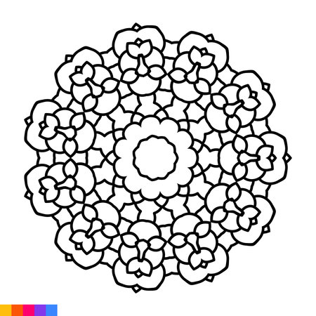 Mandala. Ethnic decorative element. Hand drawn backdrop. Islam, Arabic, Indian, ottoman motifs. Coloring book page.のイラスト素材