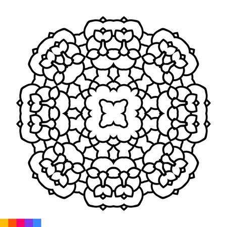 Mandala. Ethnic decorative element. Hand drawn backdrop. Islam, Arabic, Indian, ottoman motifs.のイラスト素材