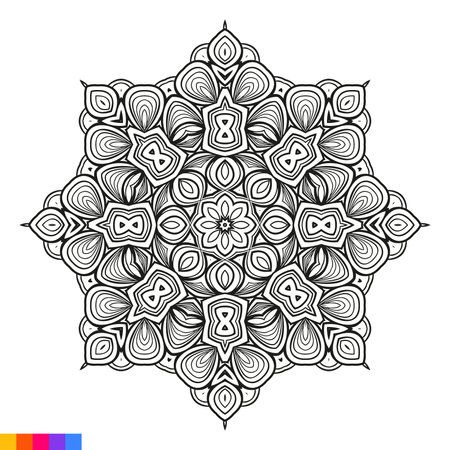 Mandala. Ethnic decorative element. Hand drawn backdrop. Islam, Arabic, Indian, ottoman motifs.のイラスト素材