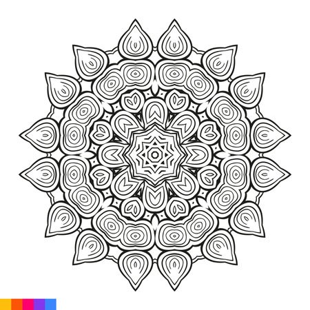 Mandala. Ethnic decorative element. Hand drawn backdrop. Islam, Arabic, Indian, ottoman motifs.のイラスト素材