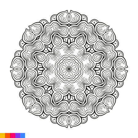 Mandala. Ethnic decorative element. Hand drawn backdrop. Islam, Arabic, Indian, ottoman motifs.のイラスト素材