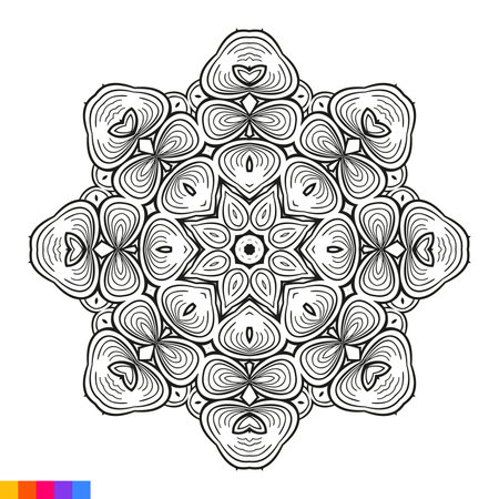 Mandala. Ethnic decorative element. Hand drawn backdrop. Islam, Arabic, Indian, ottoman motifsのイラスト素材