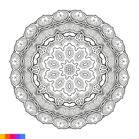 Mandala. Ethnic decorative element. Hand drawn backdrop. Islam, Arabic, Indian, ottoman motifs. Vector illustrationのイラスト素材