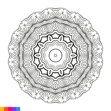Mandala. Ethnic decorative element. Hand drawn backdrop. Islam, Arabic, Indian, ottoman motifs.のイラスト素材