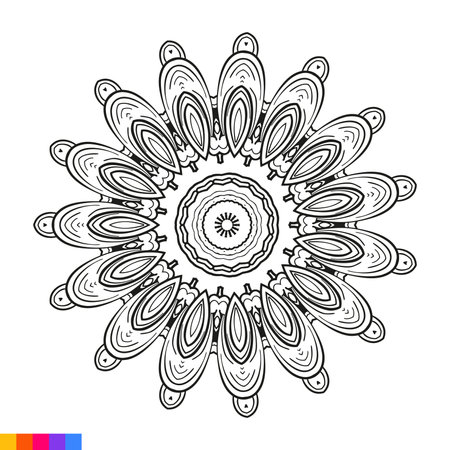 Mandala. Round Ornament Pattern. Vintage decorative elements. Hand drawn background. Islam, Arabic, Indian, ottoman motifs.のイラスト素材