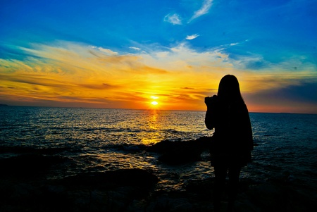 Beautiful sunrise at Aorwaii Island, Samet Thailand.の素材