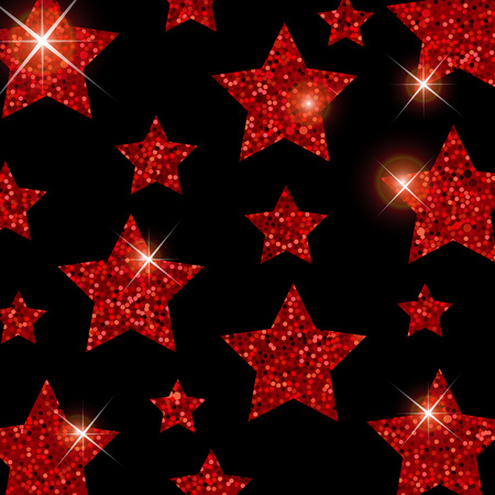 Glitter red background with stars vectorのイラスト素材