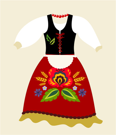 Polish folk traditional clothing vectorのイラスト素材