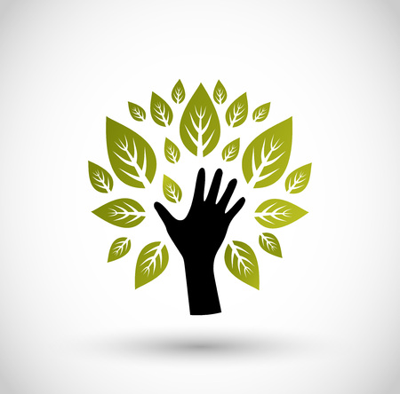Hand with leaves icon vectorのイラスト素材