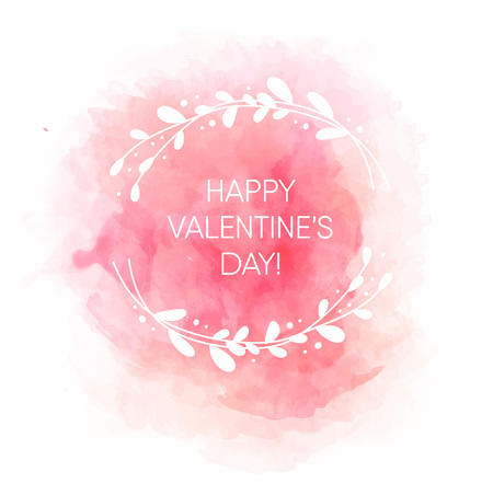 Beautiful card for Valentine's day with watercolor splashのイラスト素材