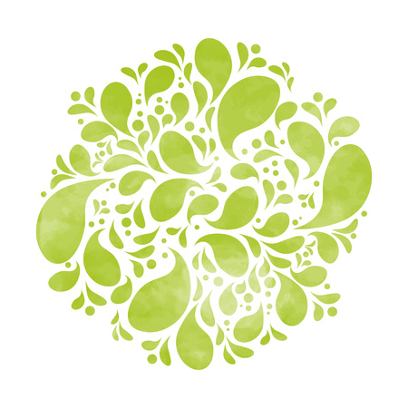 Round watercolor leaf decorationのイラスト素材