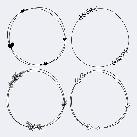 Cute set of hand drawn vector framesのイラスト素材