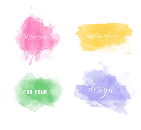 Watercolor splashes set vectorのイラスト素材
