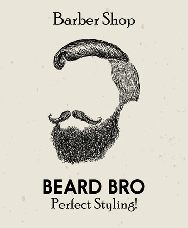 Hand drawn men's haircut beard with - trends, brabershop, lumberjack, hipster VECTOR ARTのイラスト素材
