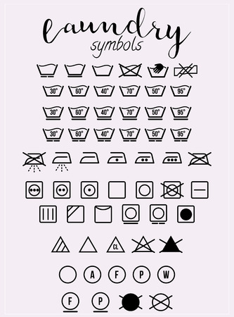 Laundry symbols and icons set vectorの写真素材