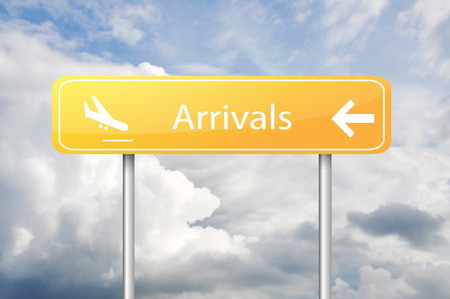 Arrivals board signの写真素材