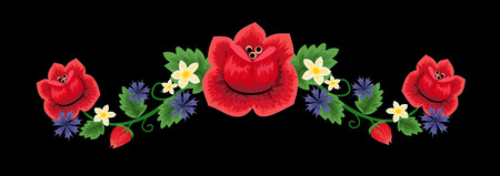Polish folk floral embroidery decoration vectorのイラスト素材