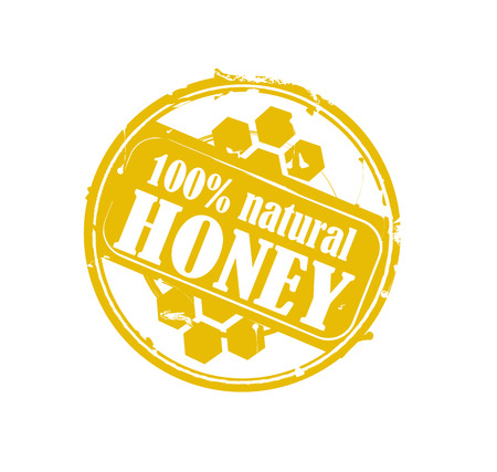 100% natural Honey gold rubber stamp vectorのイラスト素材