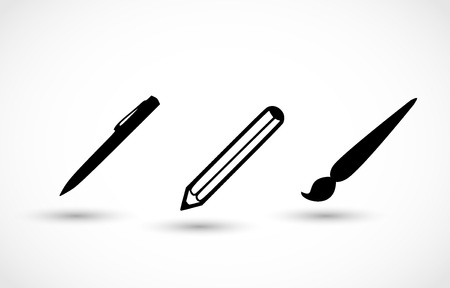 Pen pencil and brush icon set vectorのイラスト素材