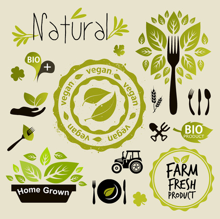 Vegan icon set vector illustrationのイラスト素材