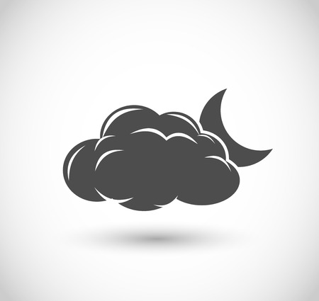 Moon with a cloud icon vectorのイラスト素材