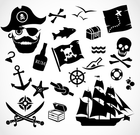 Pirate icon set vector on white background.のイラスト素材