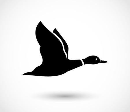 Duck flying icon, duck hunt vectorのイラスト素材