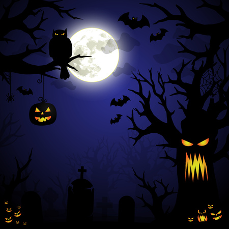 Halloween night spooky illustration VECTORのイラスト素材