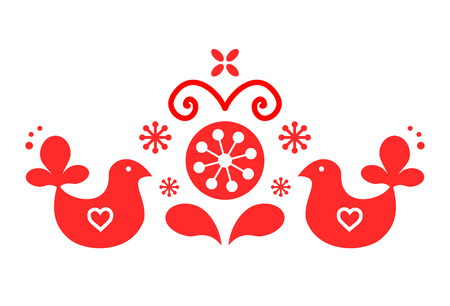 Cute Scandinavian folk decoration vectorのイラスト素材
