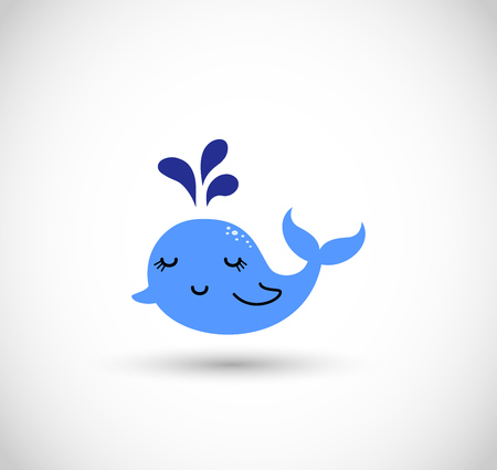Cute blue whale icon vectorのイラスト素材