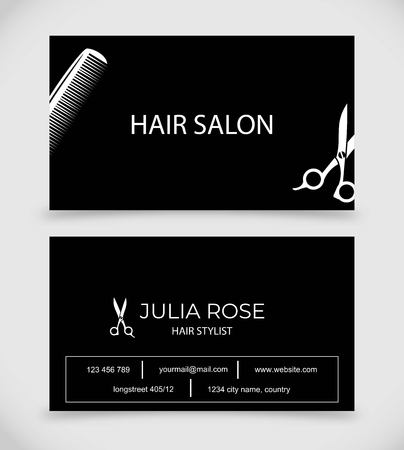 Hair Salon, Hair Stylist business card vector templateのイラスト素材