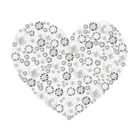 Heart made of pearls and diamonds vectorのイラスト素材