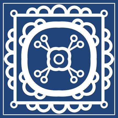 Blue Portuguese tiles pattern - Azulejos vector, fashion interior design tilesのイラスト素材